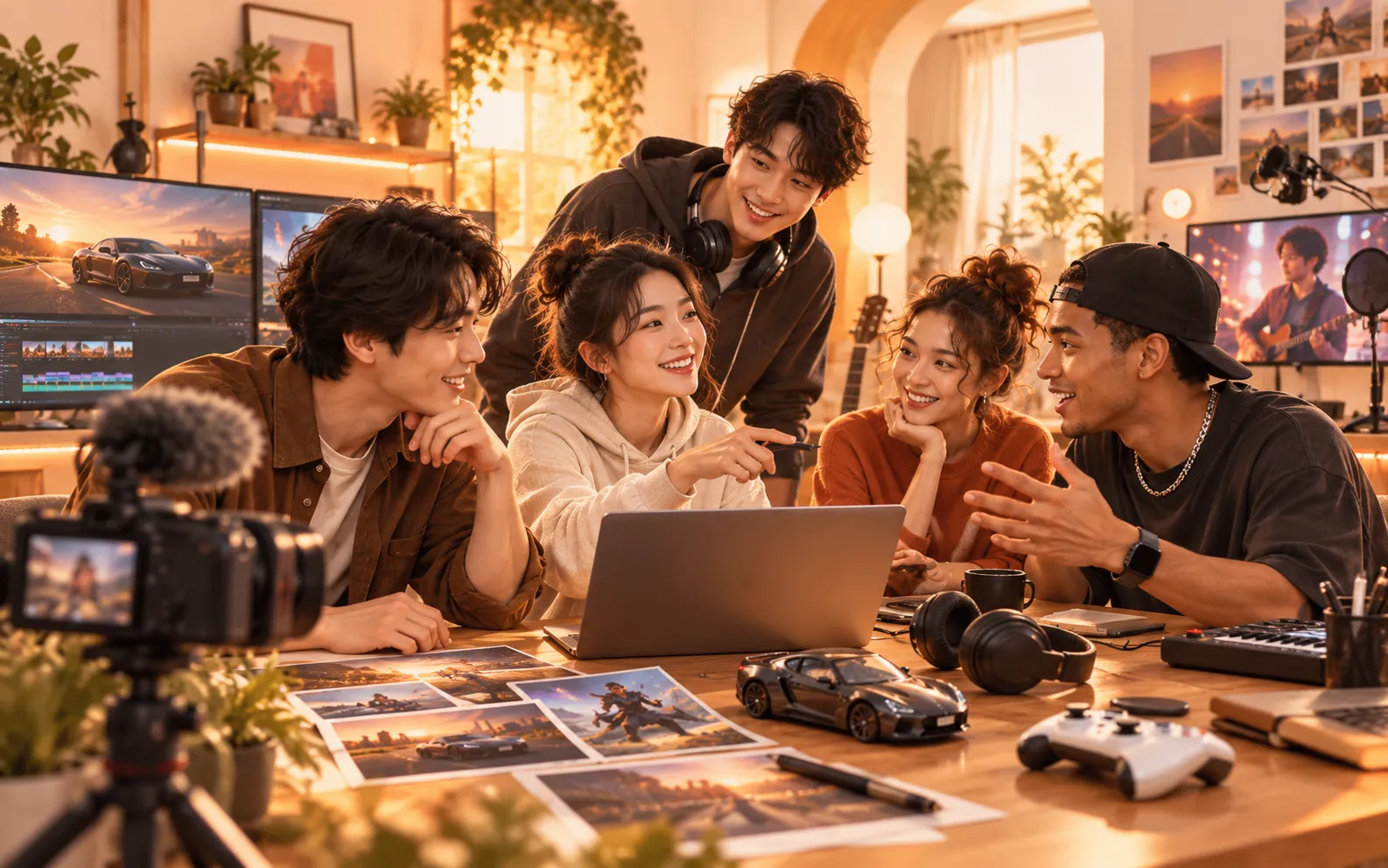 不同领域视频创作者公开交流场景